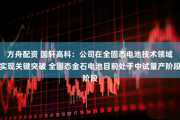 方舟配资 国轩高科：公司在全固态电池技术领域实现关键突破 全固态金石电池目前处于中试量产阶段
