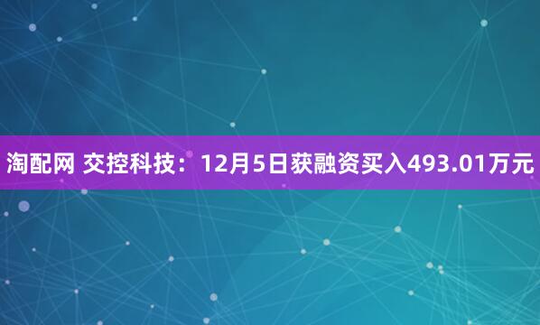 淘配网 交控科技：12月5日获融资买入493.01万元